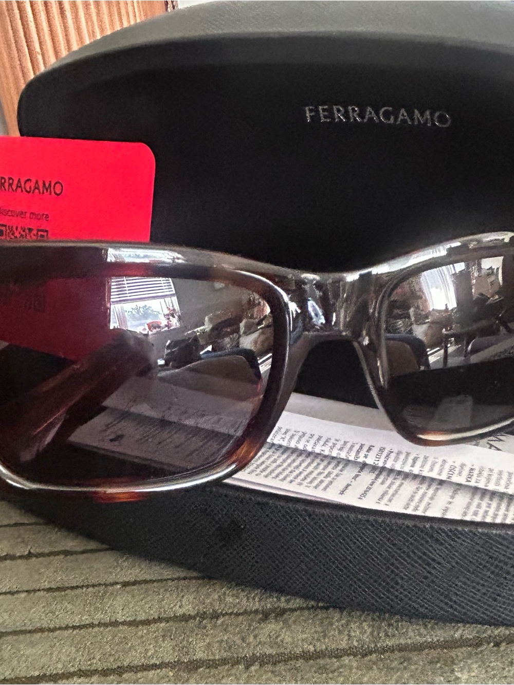 Salvatore Ferragamo Tortoiseshell Sunglasses with Black Case